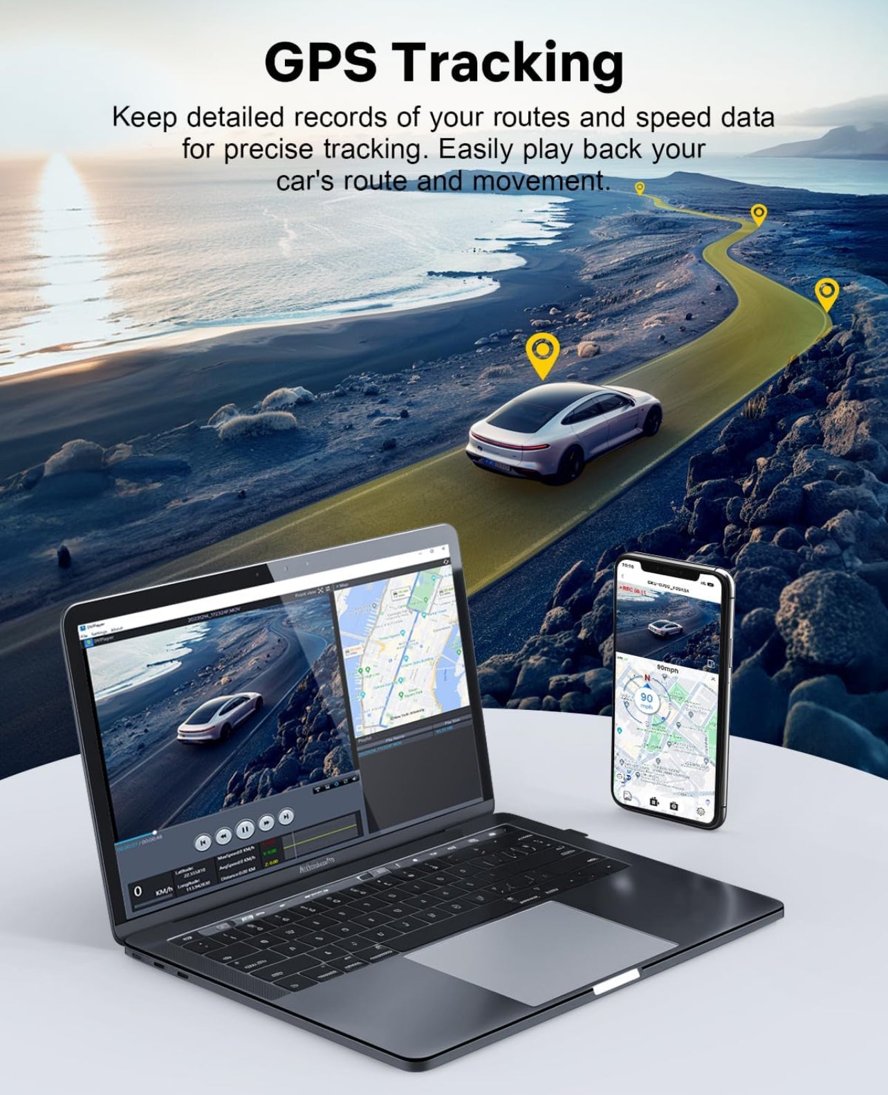Koala Vision Max – 4K + 1080P Dash Cam, Touchscreen, GPS, 5G Wi-Fi
