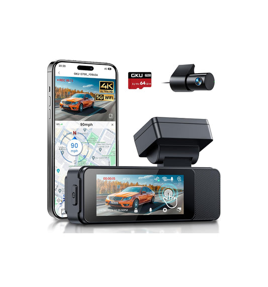 Koala Vision Max – 4K + 1080P Dash Cam, Touchscreen, GPS, 5G Wi-Fi